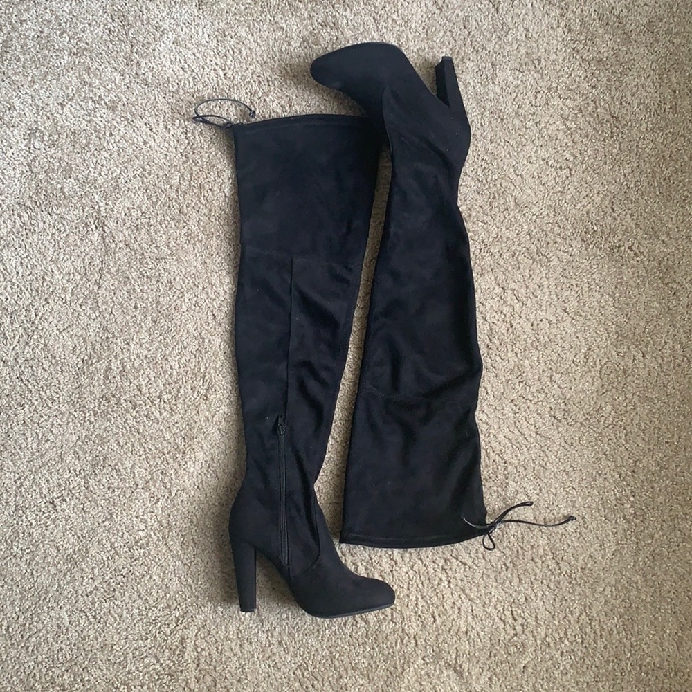 Black thigh high boots